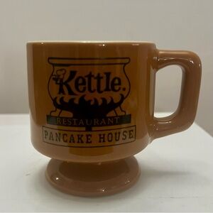 Kettle Restaurant Pancake House Vintage Brown Ceramic Coffee Mug Pedestal Base